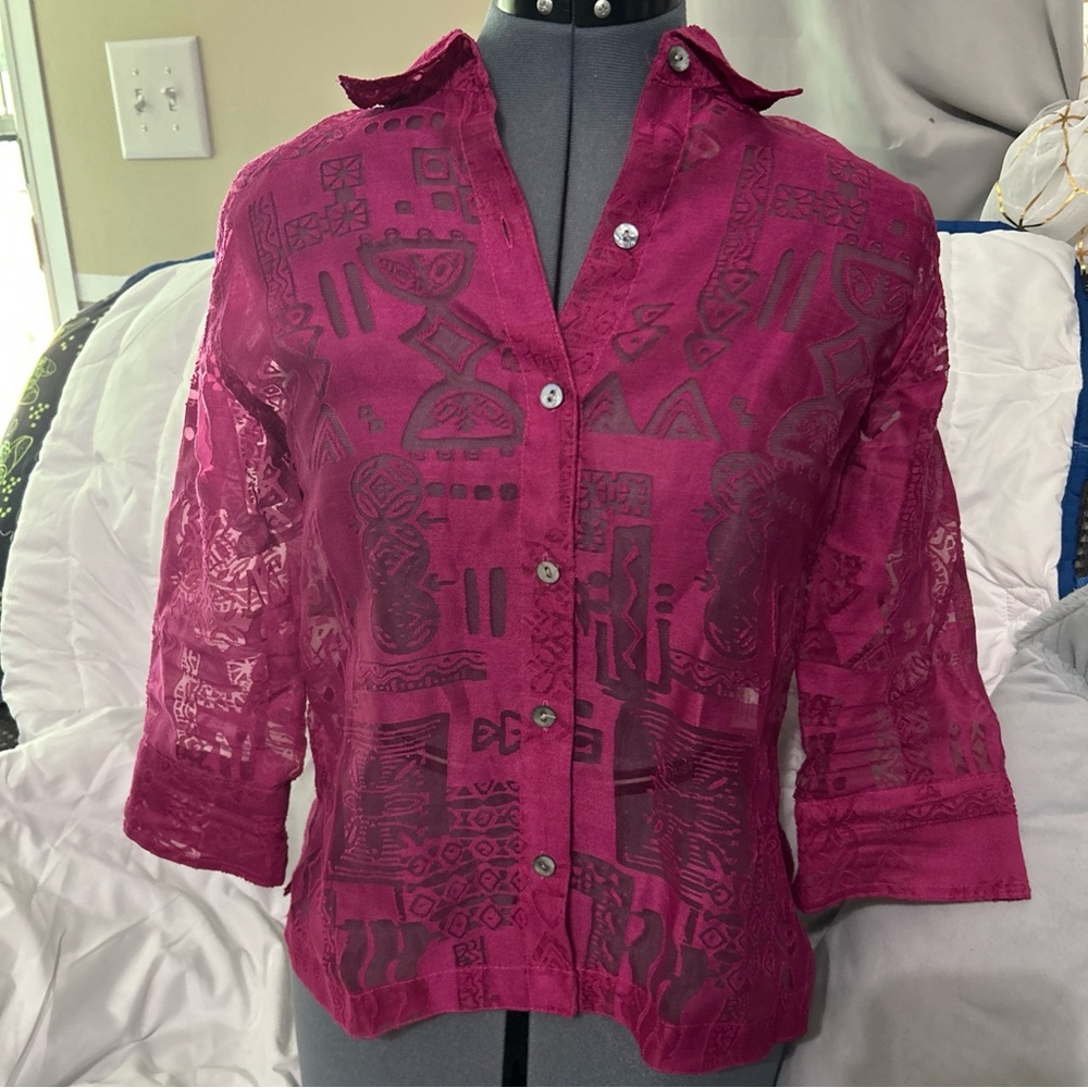 Choices Women’s Top Fuchsia Color | Size Petite-M |Preowned| (flaw)‎